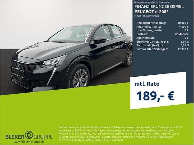 Schwarz Gebraucht 2021 Peugeot e-208 Active Kleinwagen | 13.980 € (Guter Preis) - Bild 1/3