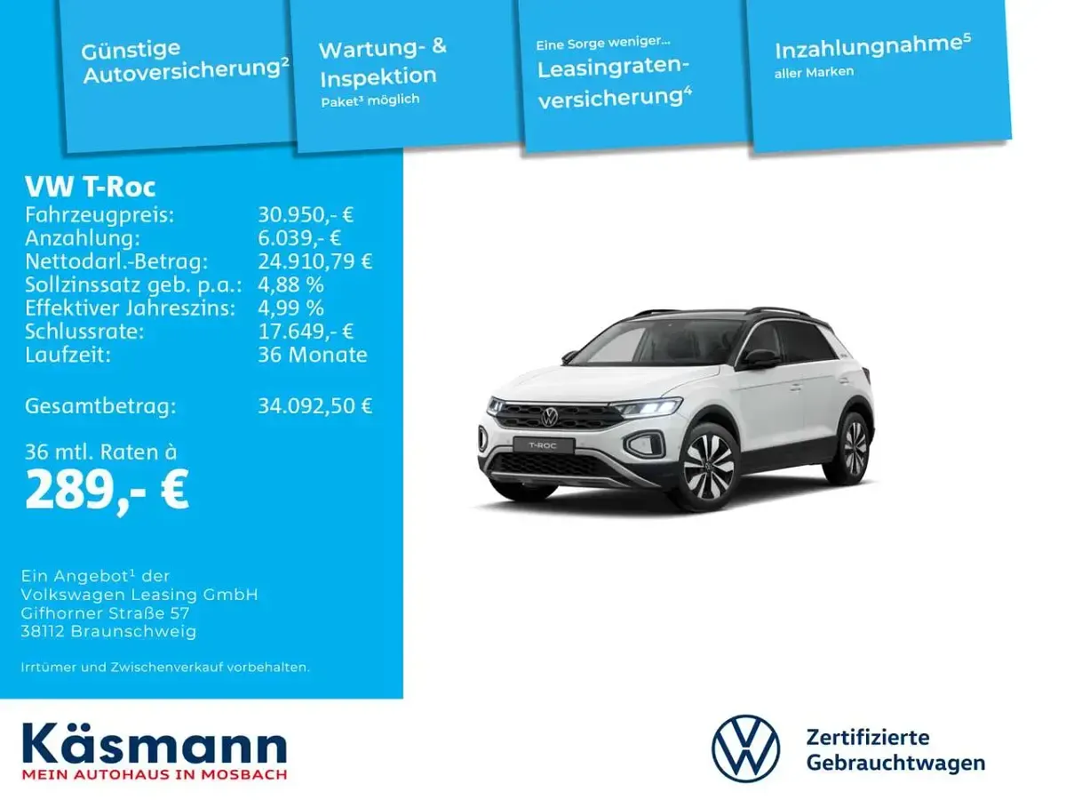 Gebraucht VW T-Roc Goal 150 PS (110 kW) 2025 Weiß SUV