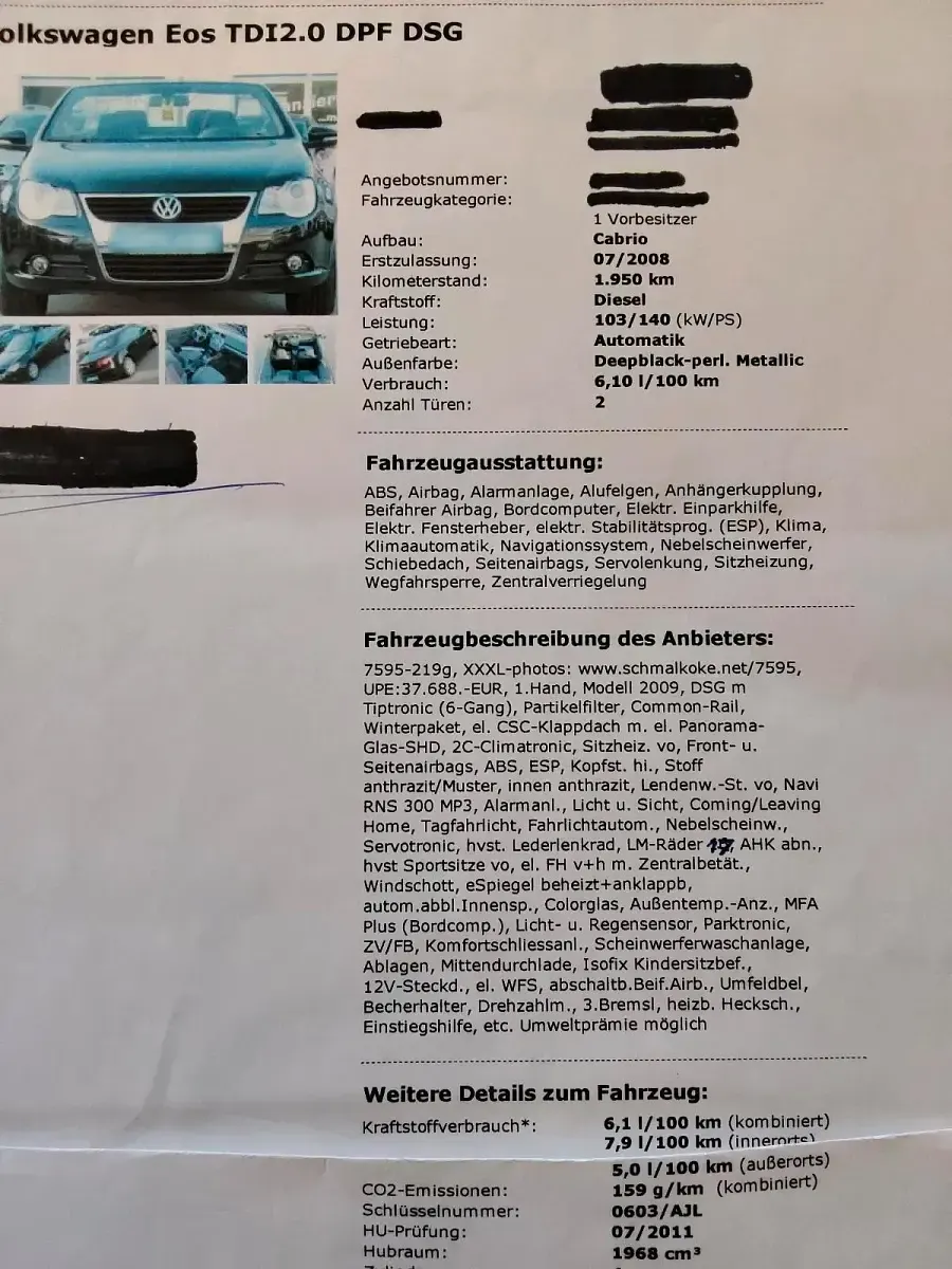 Gebraucht VW Eos 140 PS (102 kW) 2008 Schwarz Cabrio