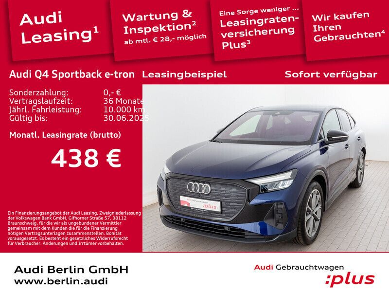 Navarrablau metallic Gebraucht 2024 Audi Q4 e-tron SUV | 46.500 € (Superpreis) - Bild 1/3