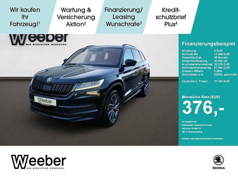 Crystalschwarz (metallic) Gebraucht 2021 Skoda Kodiaq SportLine SUV | 27.340 € (Fairer Preis) - Bild 1/4