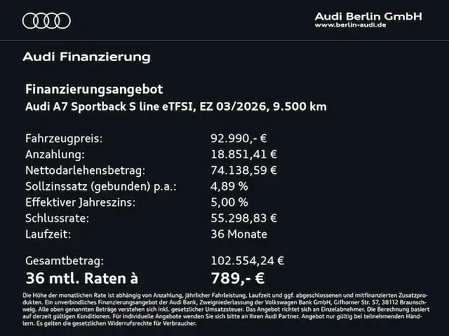 Gebraucht Audi A7 Sportback Ambiente 367 PS (269 kW) 2025 Daytonagrau perleffekt Kleinwagen