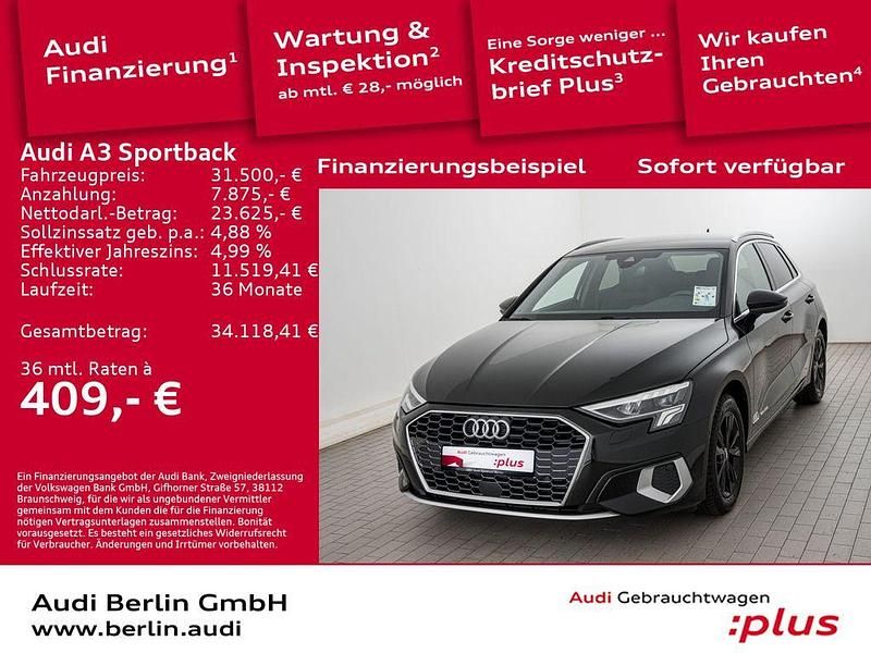 Schwarz Gebraucht 2024 Audi A3 Sportback Advanced Plus Limousine | 31.500 € (Guter Preis) - Bild 1/3