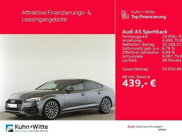 Daytonagrau perleffekt Gebraucht 2021 Audi A5 Sportback S-Line Kleinwagen | 29.998 € (Guter Preis) - Bild 1/3