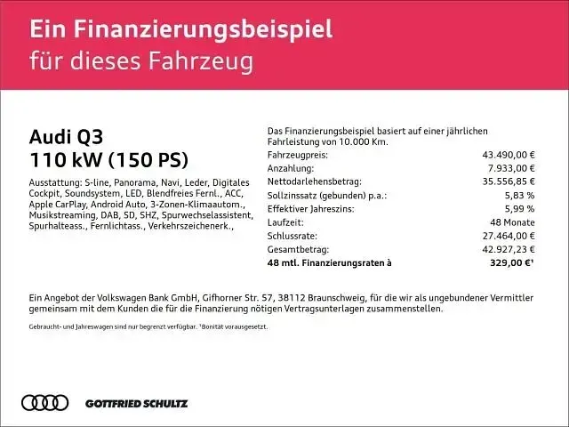Gebraucht Audi Q3 S-Line 150 PS (110 kW) 2026 Schwarz SUV