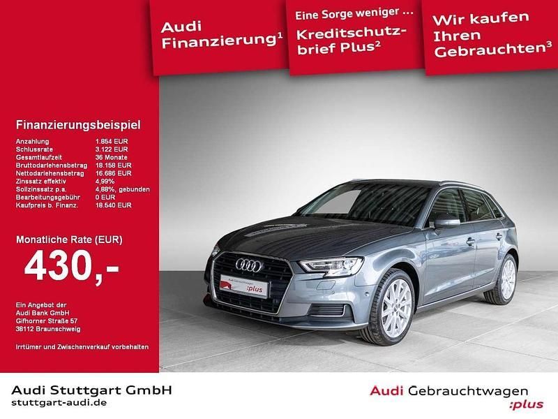 Monsungrau metallic Gebraucht 2018 Audi A3 Sportback Design Limousine | 18.540 € (Fairer Preis) - Bild 1/2
