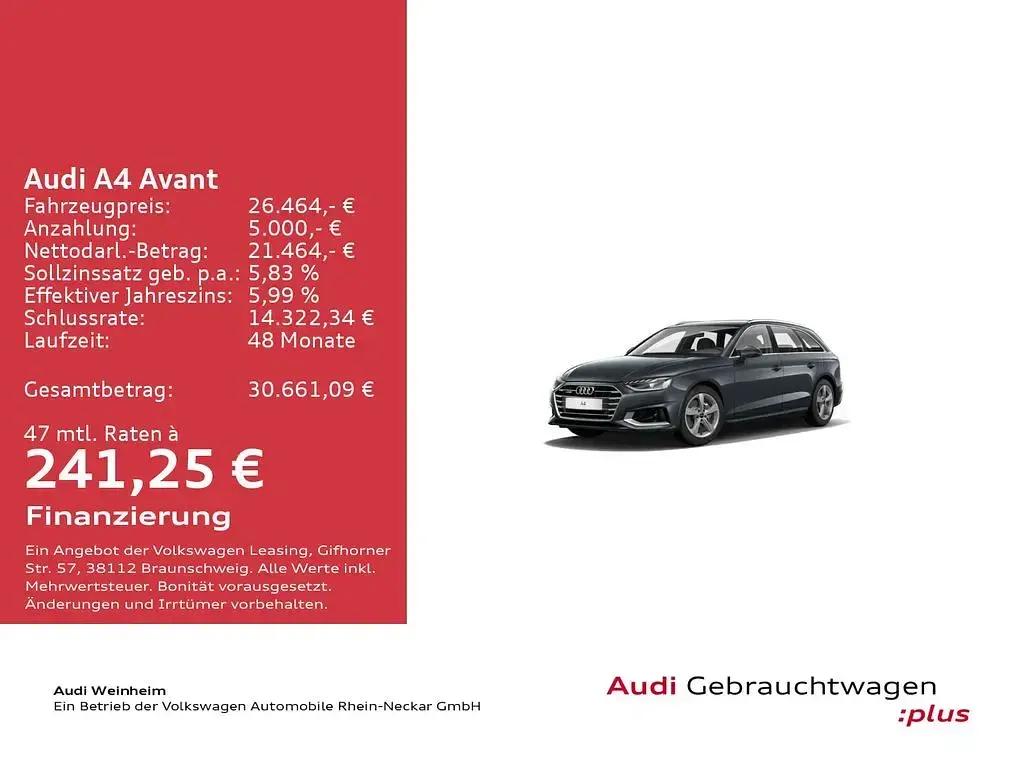 Gebraucht Audi A4 Ambiente 204 PS (150 kW) 2022 Manhattangrau metallic Kombi