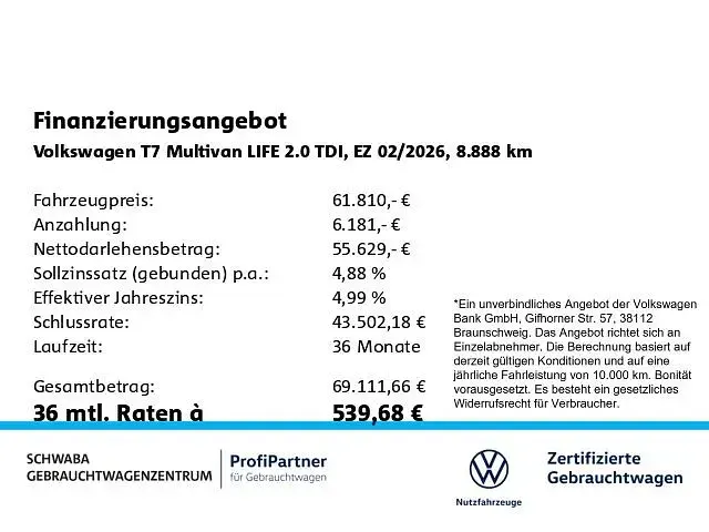 Używany VW Multivan Life 150 KM (110 kW) 2026 Czarny Minivan