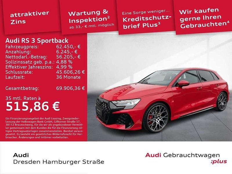 Progressivrot metallic Gebraucht 2025 Audi RS3 Sport Limousine | 62.450 € (Guter Preis) - Bild 1/3