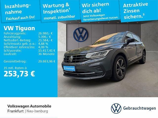 Delfingrau metallic/delfingrau Gebraucht 2021 VW Tiguan Active SUV | 26.980 € (Fairer Preis) - Bild 1/4