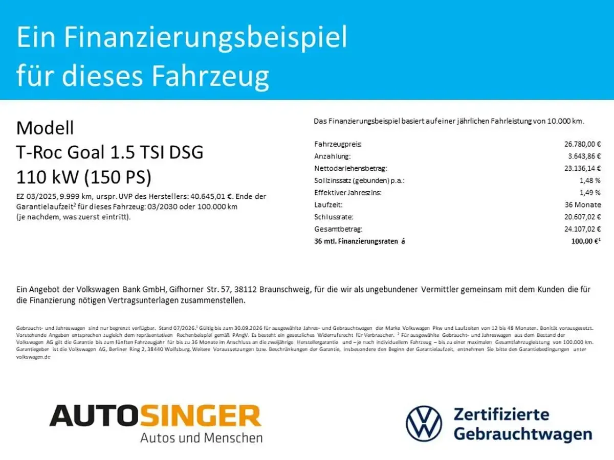 Gebraucht VW T-Roc Goal 150 PS (110 kW) 2025 Kings red metallic SUV