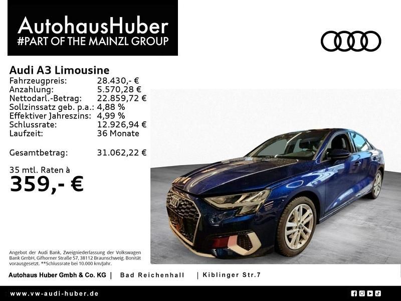 Gebraucht Audi A3 Advanced Plus 150 PS (110 kW) 2023 Navarrablau metallic (metallic) Limousine