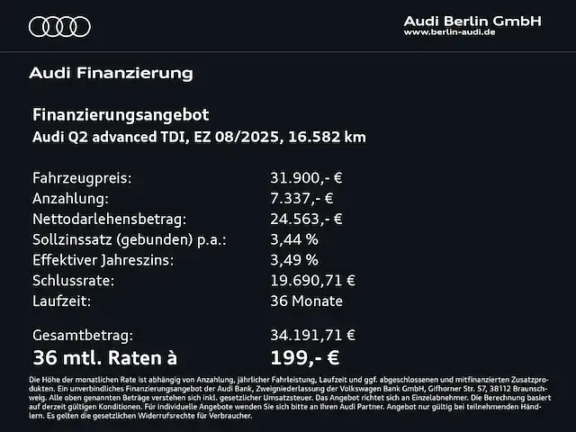 Brugt Audi Q2 Advanced Plus 150 HK (110 kW) 2025 Sort SUV
