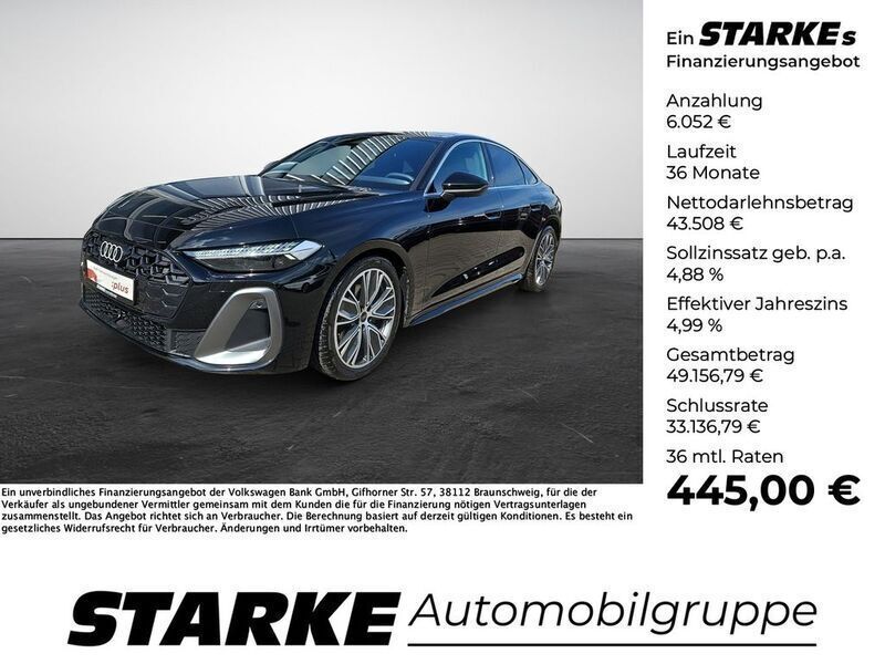 Schwarz (mythosschwarz metallic) Gebraucht 2024 Audi A5 S-Line Coupé | 48.890 € (Superpreis) - Bild 1/4