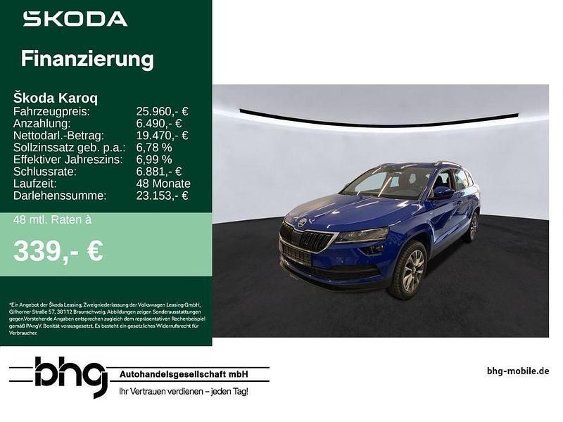 Blau Gebraucht 2022 Skoda Karoq Ambition SUV | 25.960 € (Superpreis) - Bild 1/4