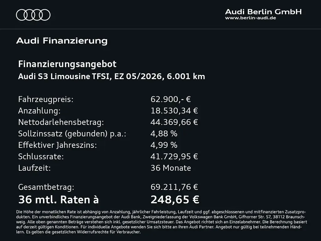 Gebraucht Audi S3 Sport 333 PS (244 kW) 2026 Individuallackierungen audi ex Limousine