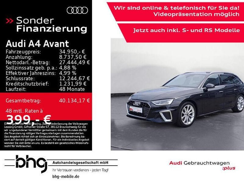 Mythosschwarz metallic Gebraucht 2024 Audi A4 S-Line Kombi | 34.950 € (Fairer Preis) - Bild 1/4