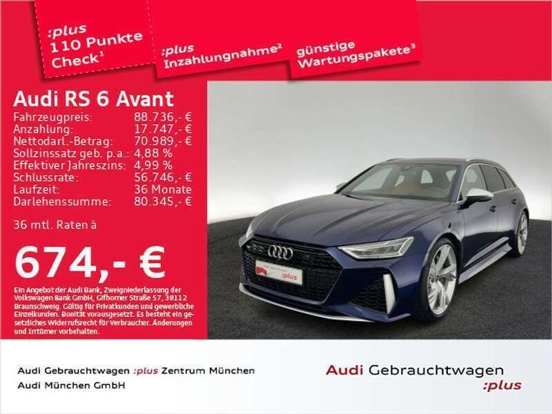 Individuallackierungen audi exclusive Gebraucht 2022 Audi RS6 Ambiente Kombi | 87.947 € (Superpreis) - Bild 1/2