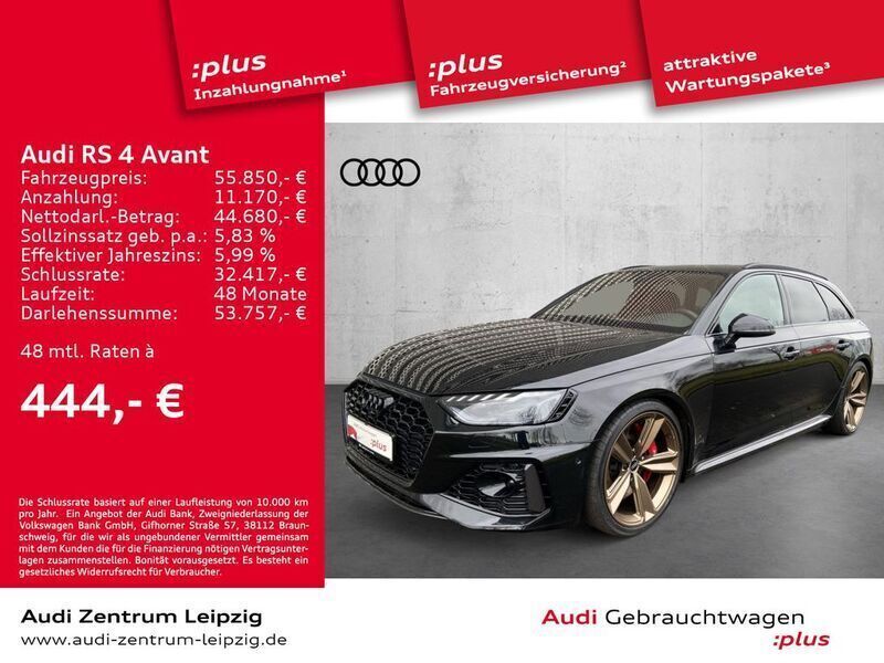 Mythosschwarz metallic Gebraucht 2022 Audi RS4 Ambiente Kombi | 57.890 € (Superpreis) - Bild 1/3