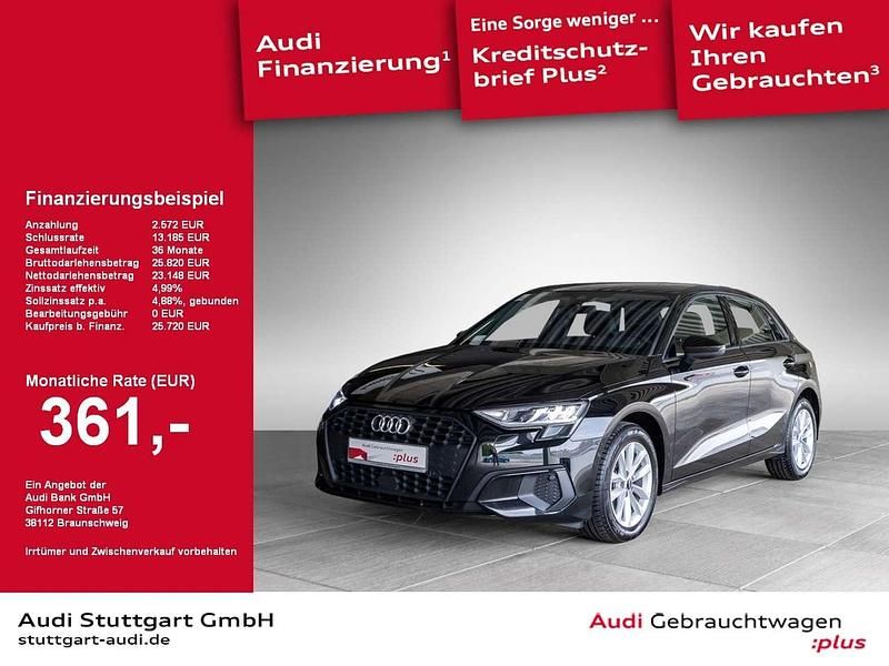 Brillantschwarz Gebraucht 2022 Audi A3 Sportback Limousine | 25.720 € (Fairer Preis) - Bild 1/2