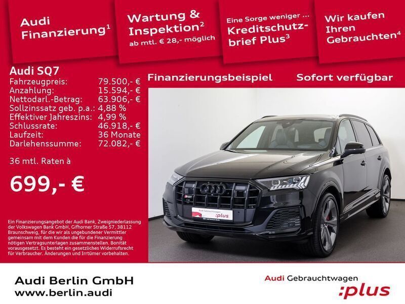 Mythosschwarz metallic Gebraucht 2022 Audi SQ7 Competition SUV | 79.500 € (Teuer) - Bild 1/3