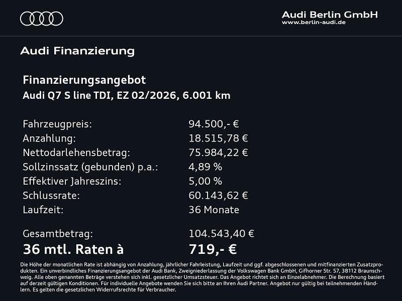 Gebraucht Audi Q7 S-Line 286 PS (210 kW) 2026 Satellitsilber metallic SUV