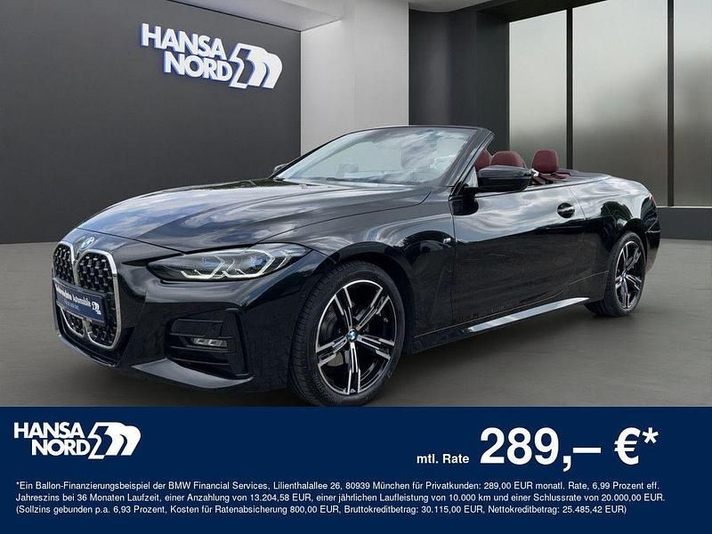 Schwarz / saphirschwarz (metallic) Gebraucht 2021 BMW 420 M Sport Cabrio | 37.890 € (Fairer Preis) - Bild 1/4