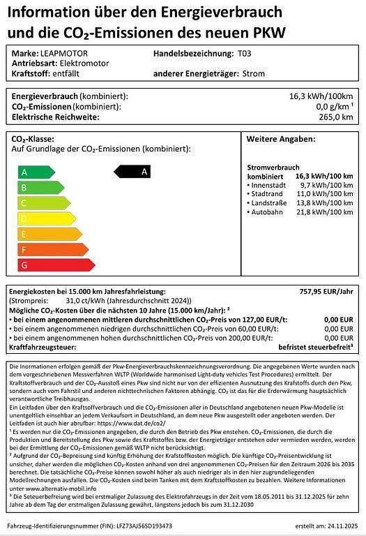 Grau Neu 2025 Leapmotor T03 Kleinwagen | 20.600 € (Fairer Preis) - Bild 1/2