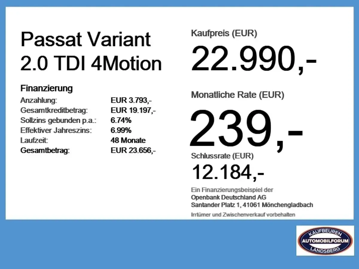 Gebraucht VW Passat R-line 190 PS (139 kW) 2020 Schwarz Kombi