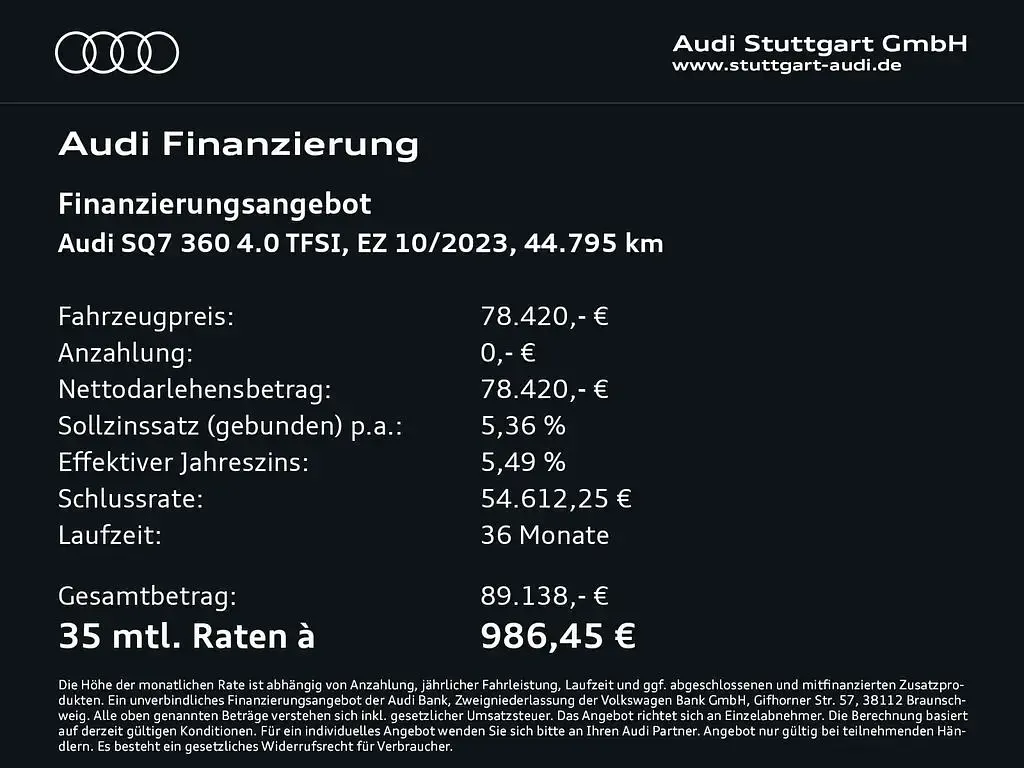 Gebraucht Audi SQ7 Competition 507 PS (372 kW) 2023 Daytonagrau perleffekt SUV