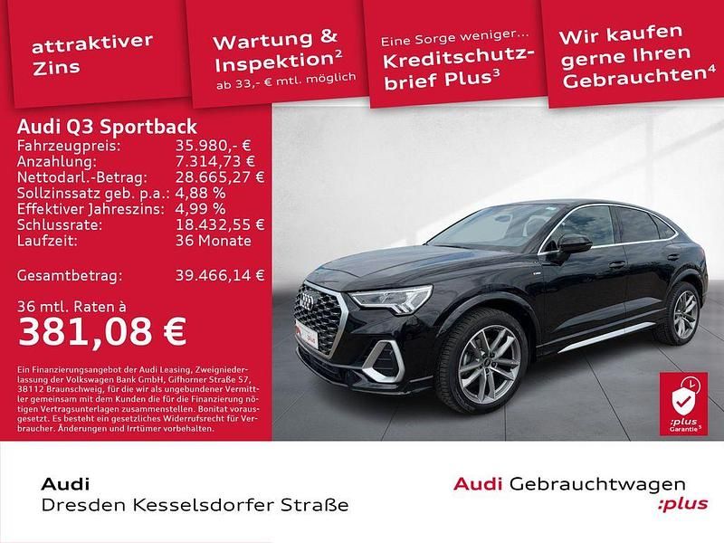 Mythosschwarz metallic Gebraucht 2022 Audi Q3 Sportback S-Line SUV | 35.980 € (Fairer Preis) - Bild 1/4