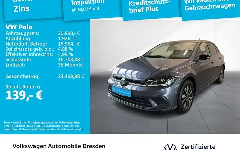 Gebraucht VW Polo Goal 95 PS (69 kW) 2024 Rauchgrau metallic Kleinwagen