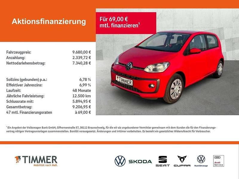 Gebraucht VW up! 65 PS (47 kW) 2021 Tornadorot Kleinwagen