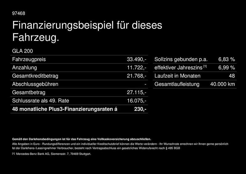 Gebraucht Mercedes GLA200 163 PS (119 kW) 2024 Unilack nachtschwarz SUV