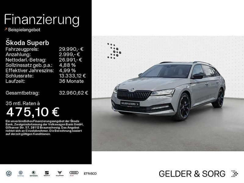 Steelgrau Gebraucht 2021 Skoda Superb SportLine Kombi | 29.990 € (Fairer Preis) - Bild 1/4