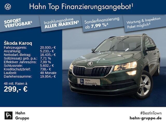 Emeraldgrün metallic Gebraucht 2018 Skoda Karoq Ambition SUV | 20.930 € (Etwas zu teuer) - Bild 1/4