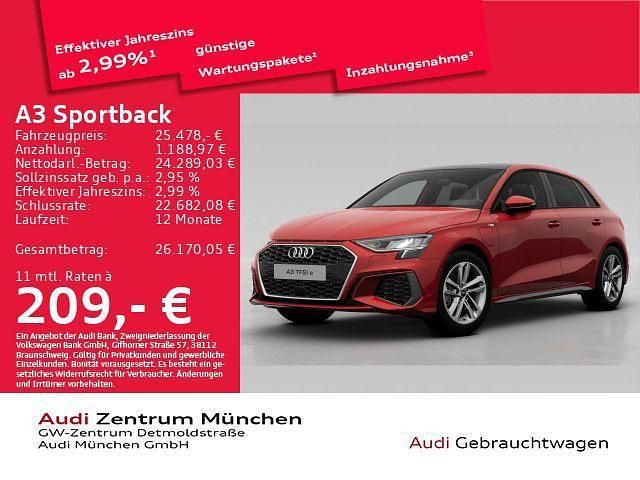 Tangorot metallic Gebraucht 2022 Audi A3 Sportback e-tron S-Line Limousine | 31.246 € (Etwas zu teuer) - Bild 1/2
