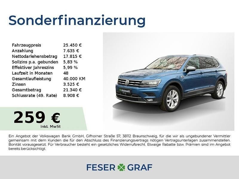 Blue silk metallic Gebraucht 2020 VW Tiguan Allspace Highline SUV | 25.450 € (Fairer Preis) - Bild 1/4