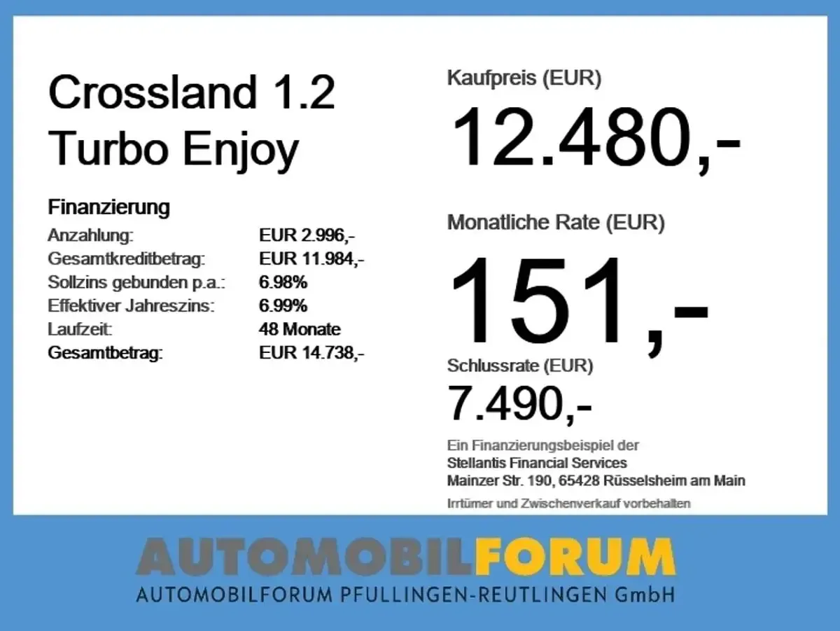 Gebraucht Opel Crossland Enjoy 110 PS (80 kW) 2024 Lackierung schwarz perla nera/ SUV