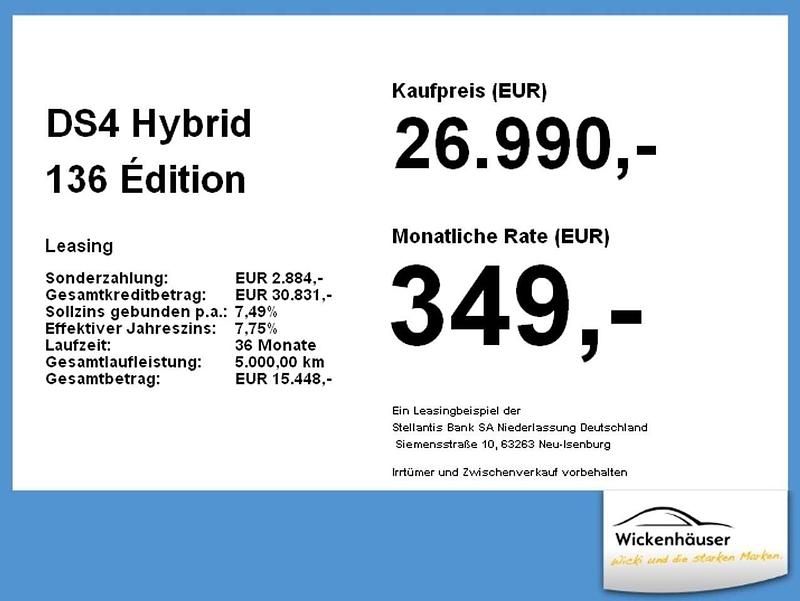 Neu DS Automobiles DS4 136 PS (100 kW) 2025 Lackierung schwarz perla nera/typ aussenverkleidung metalliclackierung Limousine
