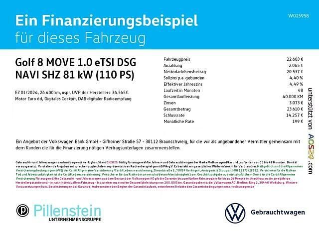 Gebraucht VW Golf VIII Move 110 PS (80 kW) 2024 Silber Limousine