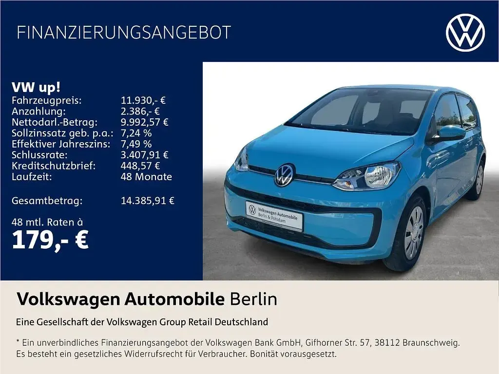Second-hand VW up! 65 CP (47 kW) 2023 Albastru Hatchback