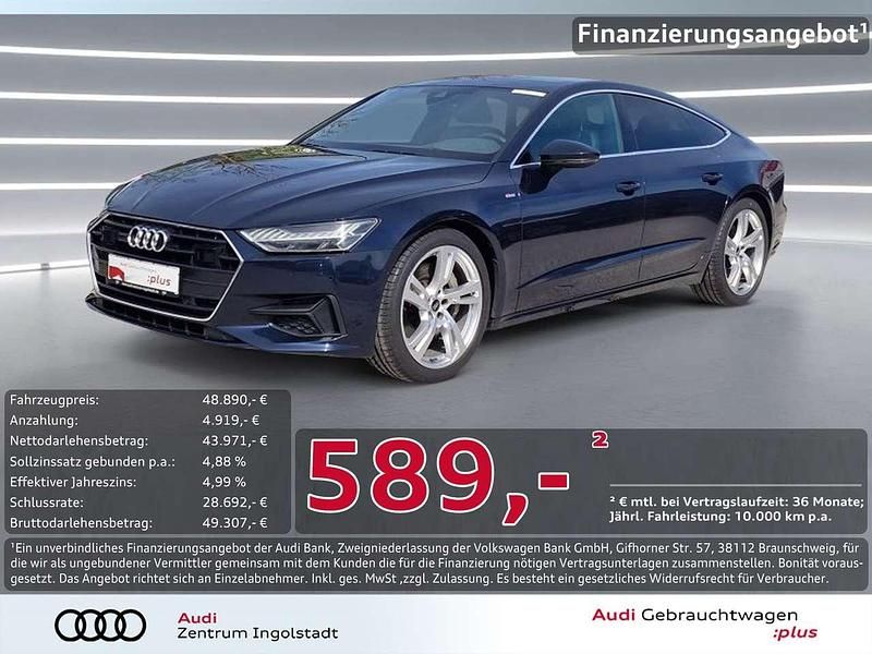 Blau Gebraucht 2022 Audi A7 S-Line Limousine | 48.890 € (Guter Preis) - Bild 1/3
