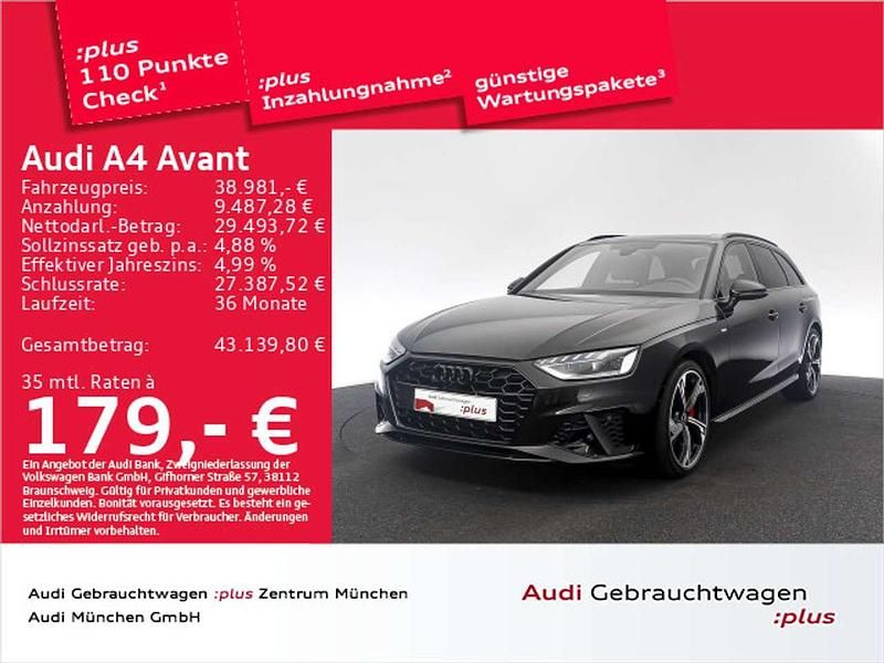 Mythosschwarz metallic Gebraucht 2023 Audi A4 S-Line Kombi | 38.981 € (Teuer) - Bild 1/2