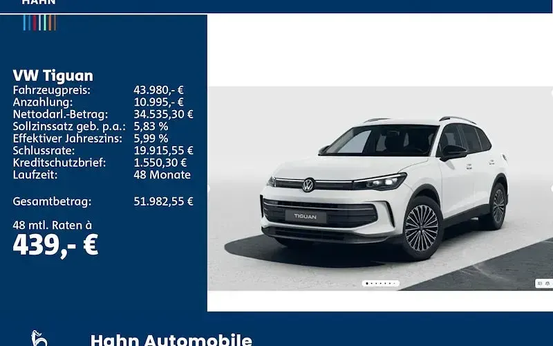 Ny VW Tiguan 150 HK (110 kW) 2026 Hvid SUV