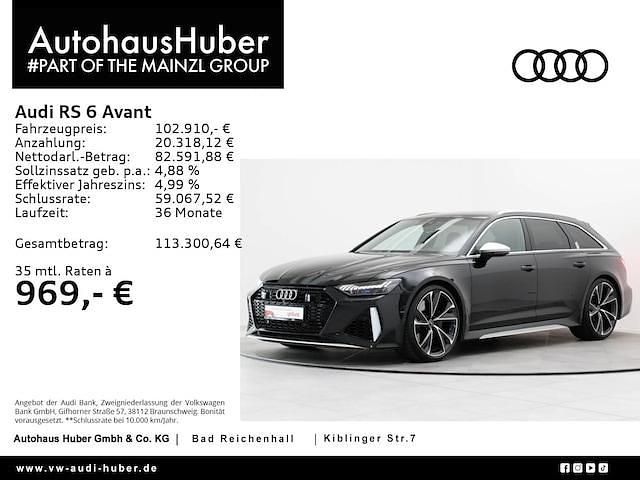 Mythosschwarz metallic (metallic) Gebraucht 2023 Audi RS6 Performance Kombi | 102.510 € (Superpreis) - Bild 1/4