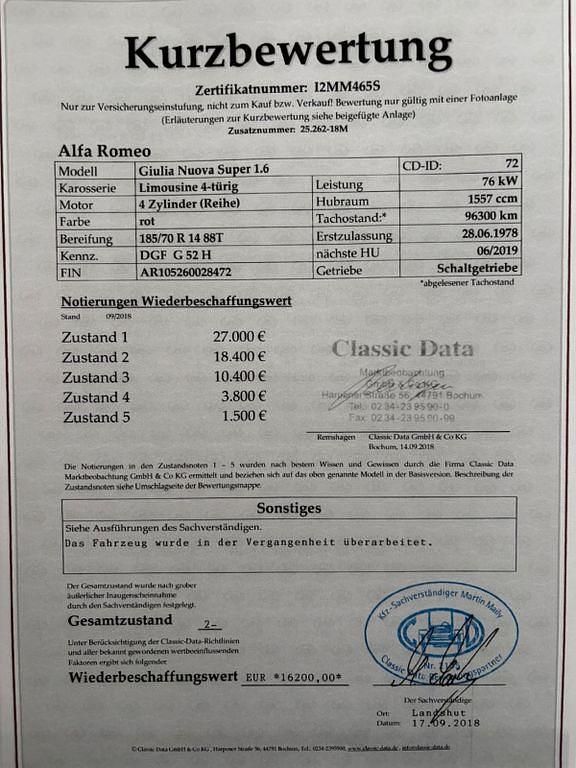 Gebraucht Alfa Romeo Giulia 103 PS (75 kW) 1978 Rot Limousine