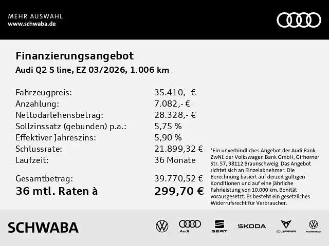 Gebraucht Audi Q2 S-Line 150 PS (110 kW) 2026 Daytonagrau perleffekt SUV