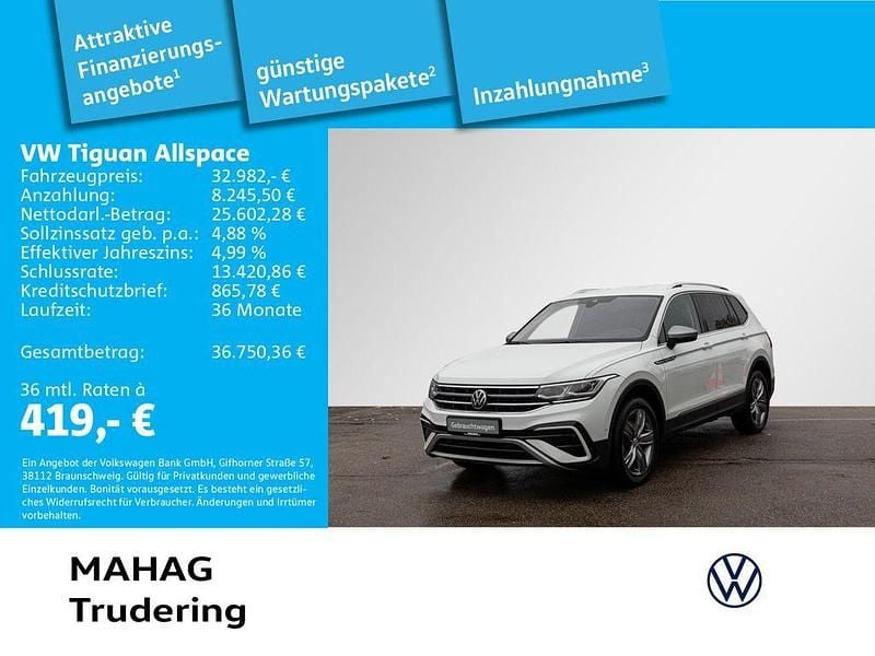 Weiß Gebraucht 2022 VW Tiguan Allspace Elegance SUV | 32.982 € (Guter Preis) - Bild 1/2