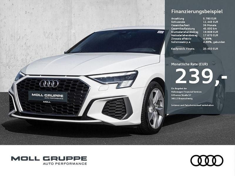 Weiß Gebraucht 2022 Audi A3 Sportback S-Line Limousine | 23.450 € (Fairer Preis) - Bild 1/3
